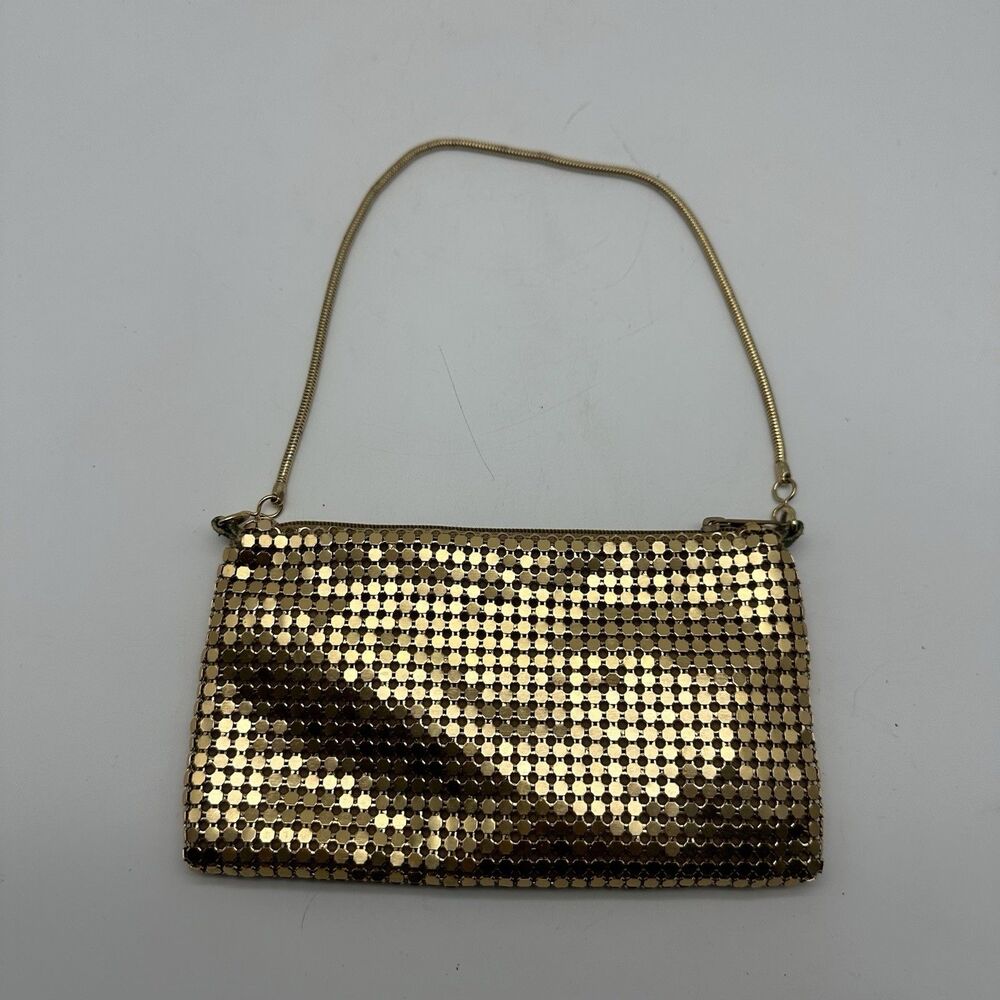 Vintage Style Small Gold Mesh Chainmail Evening Clutch Purse Bag